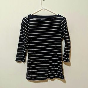 3/4 sleeve striped boat neck shirt